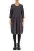 Large Pockets Graphite Cotton Dress 1