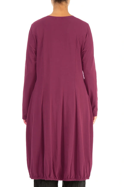 Large Pockets Claret Cotton Jacket Dress 2