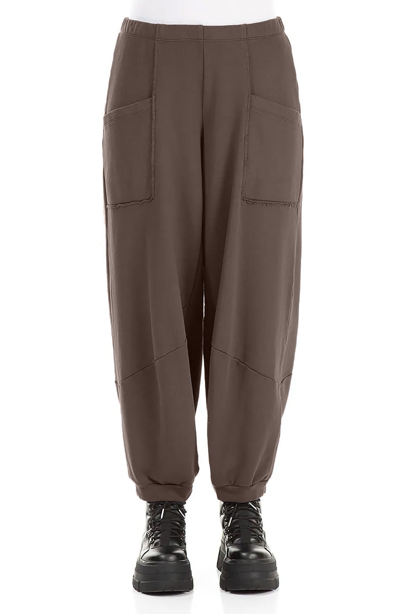 Large Pockets Forest Brown Cotton Trousers 1