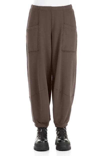 Large Pockets Forest Brown Cotton Trousers 1
