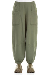 Large Pockets Forest Mist Cotton Trousers 1