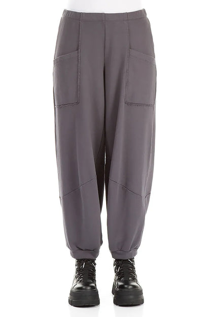 Large Pockets Graphite Cotton Trousers 1