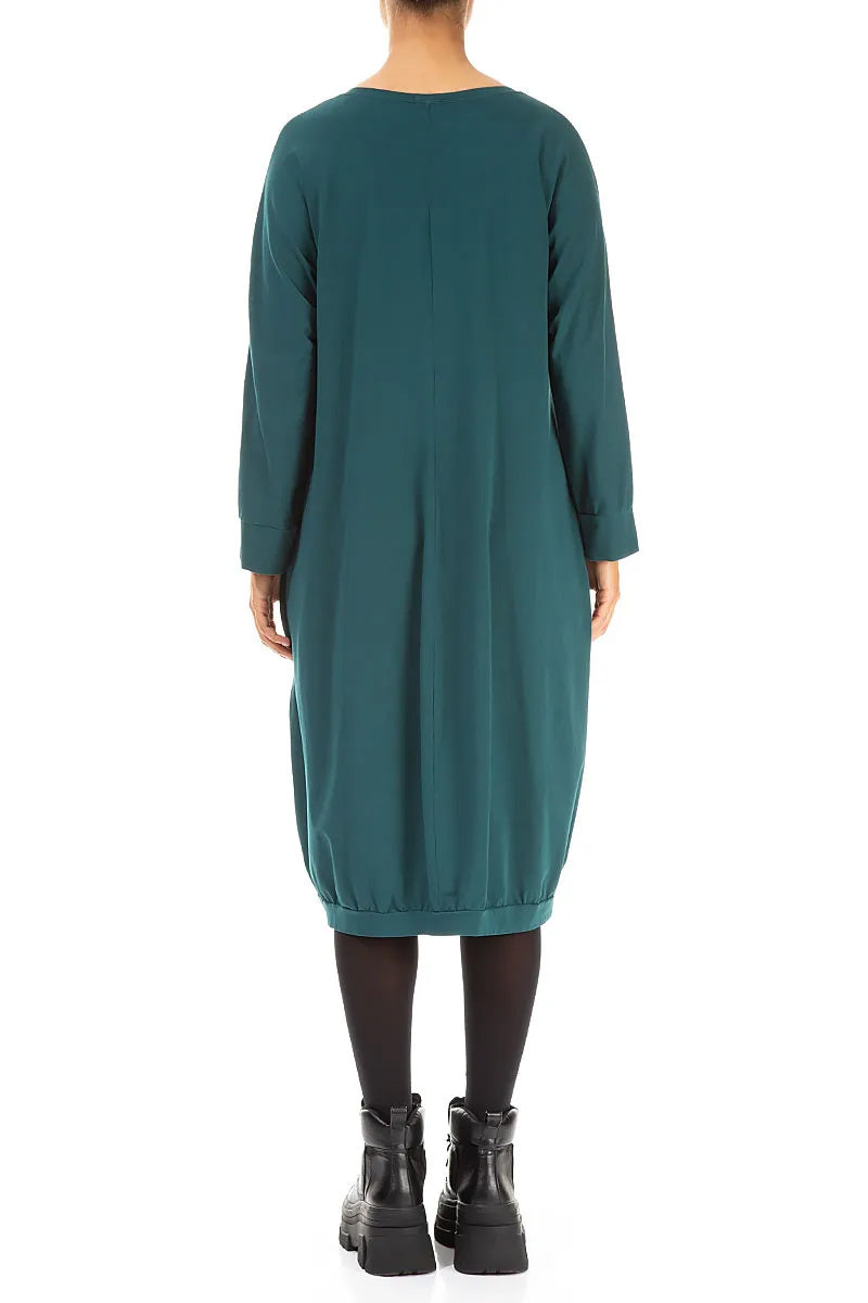 Large Pockets Peacock Cotton Dress 2
