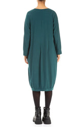 Large Pockets Peacock Cotton Dress 2