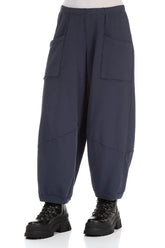 Large Pockets Slate Blue Cotton Trousers 4