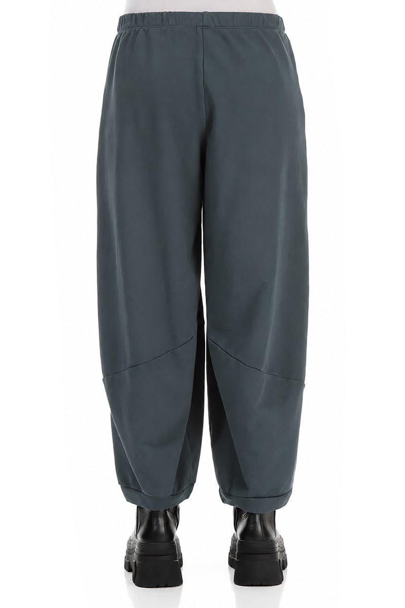 Large Pockets Slate French Terry Cotton Trousers