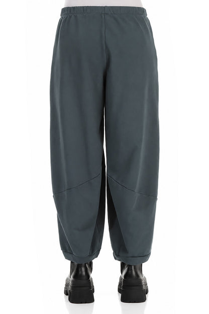 Large Pockets Slate French Terry Cotton Trousers