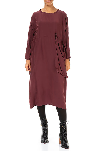 Large Side Pocket Merlot Silk Bamboo Dress