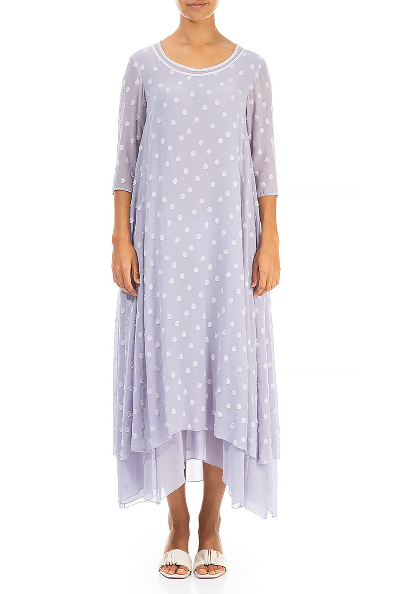 Lavender Dotty Silk Maxi Dress