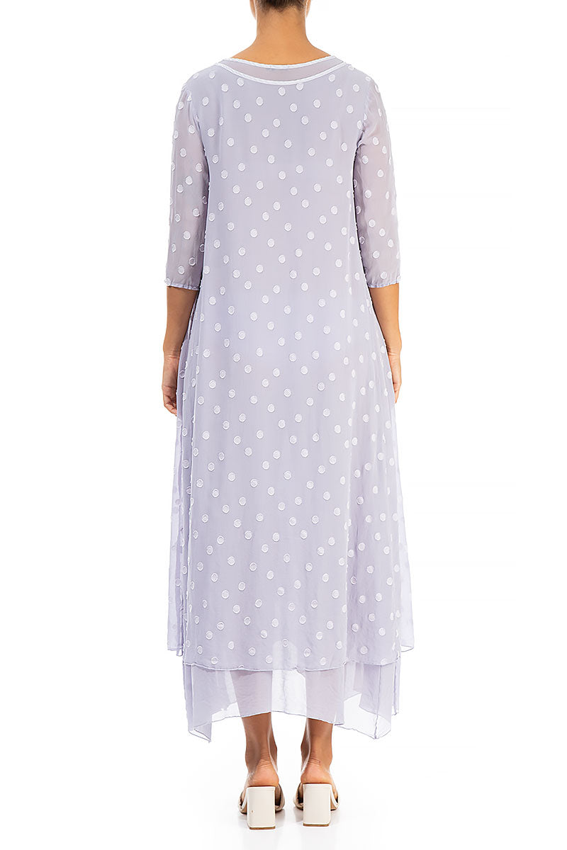 Lavender Dotty Silk Maxi Dress