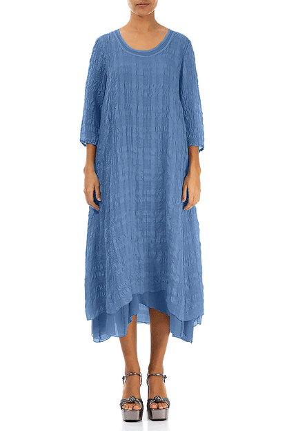 Layered Blue Nova Textured Light Silk Dress grizas.com Layered Blue Nova Textured Light Silk Dress grizas.com