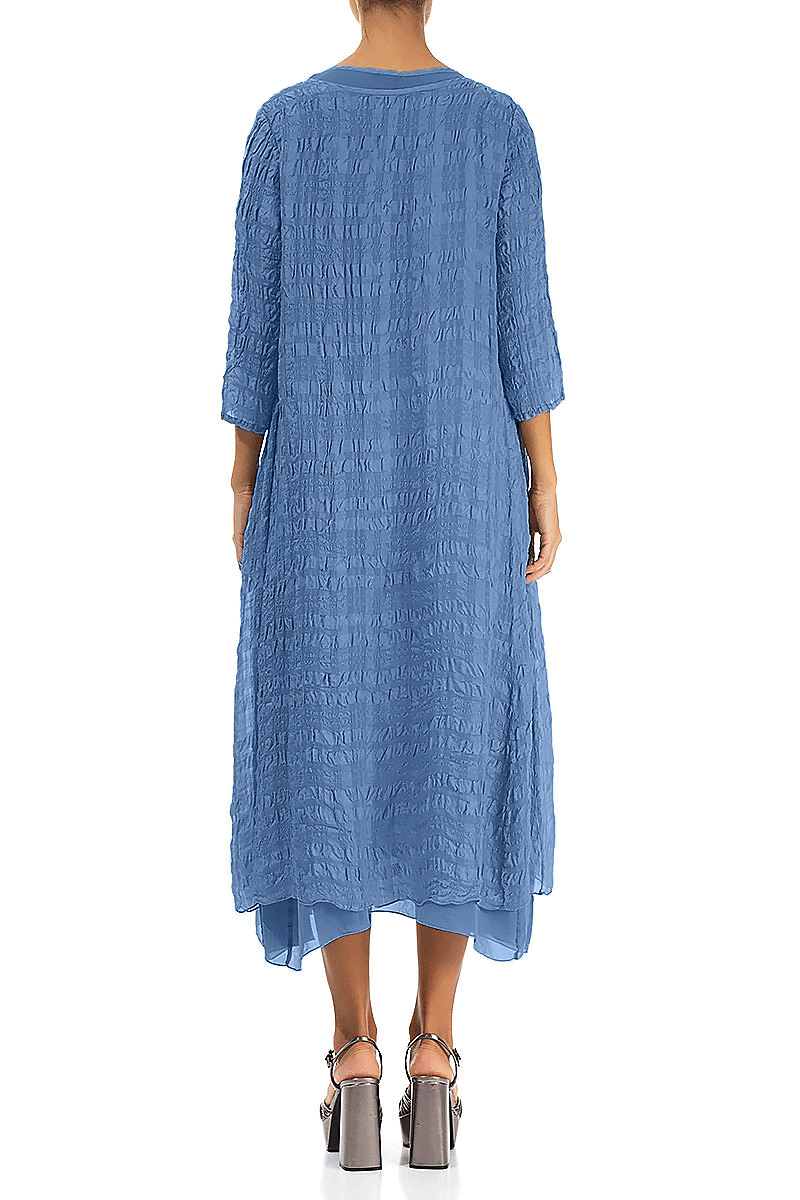 Layered Blue Nova Textured Light Silk Dress grizas.com Layered Blue Nova Textured Light Silk Dress grizas.com