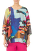 Layered 3/4 Sleeves Abstract Textured Silk Blouse 1