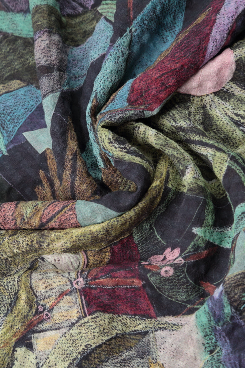 Lagenbluse aus Seide mit 3/4-Ärmeln und Mosaikmuster