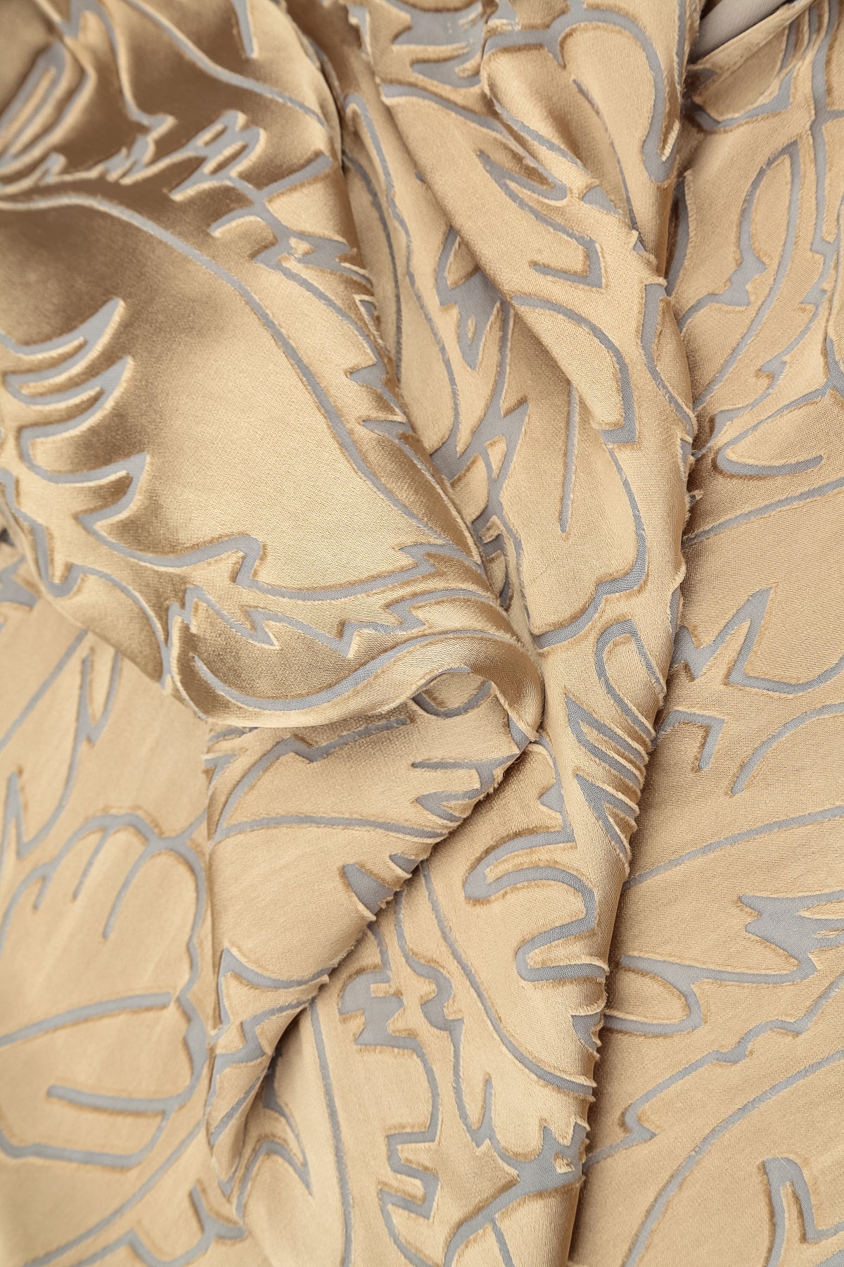 Layered Olive Devoré Feather Silk Blouse