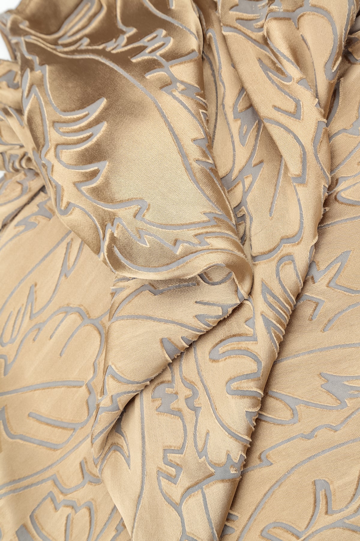 Layered Olive Devoré Feather Silk Blouse