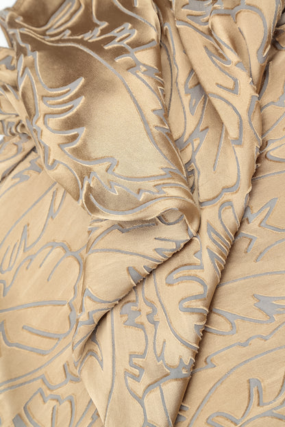 Layered Olive Devoré Feather Silk Blouse