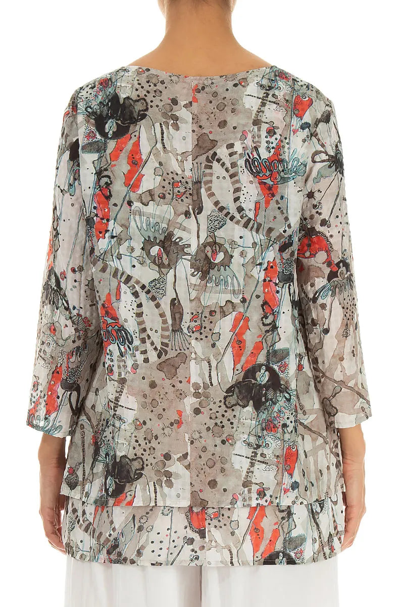 Layered 3/4 Sleeves Savannah Textured Silk Blouse