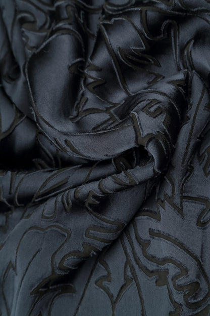 Layered Slate Devoré Feather Silk Blouse