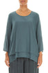 Layered 3/4 Sleeves Slate Silk Cotton Blouse 1