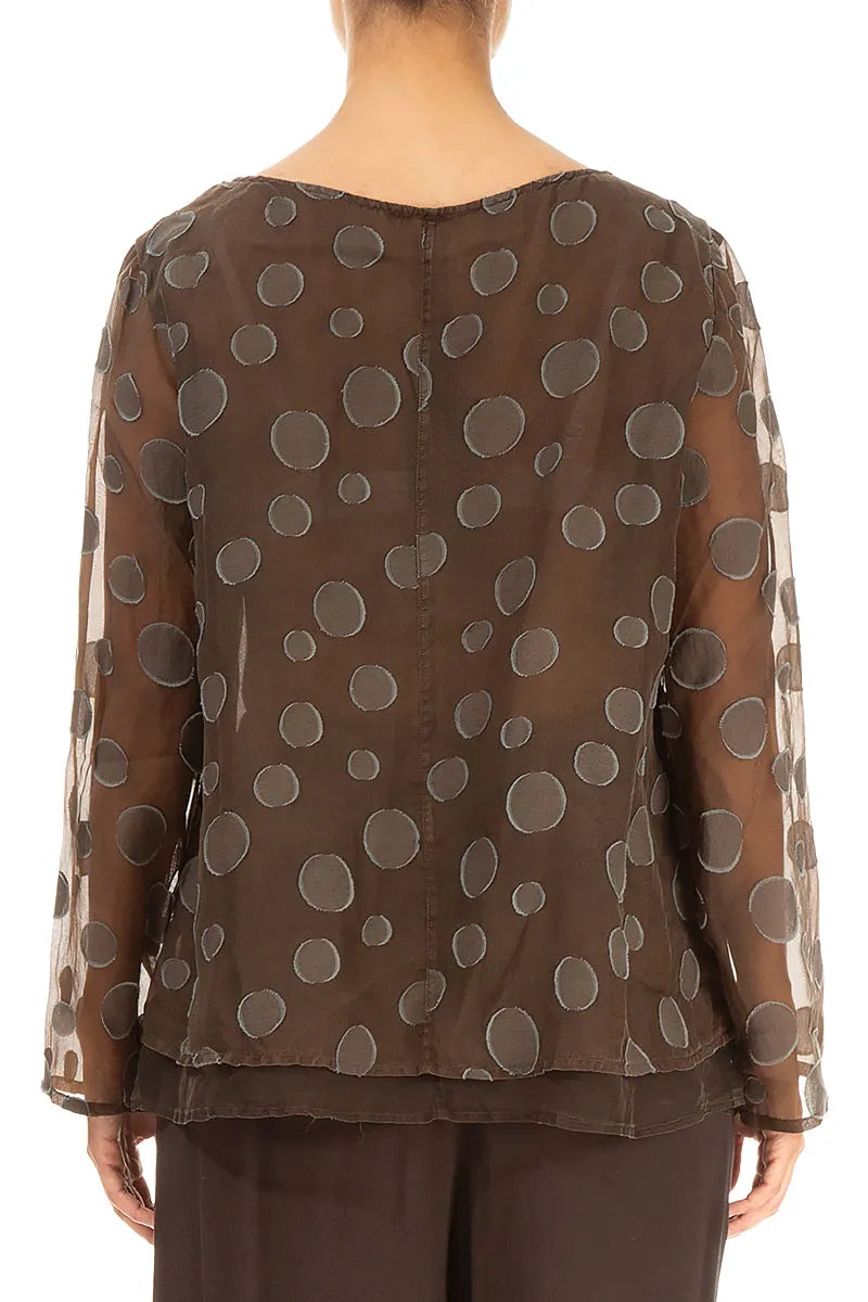 Layered Aged Copper Bubbles Silk Blouse 2