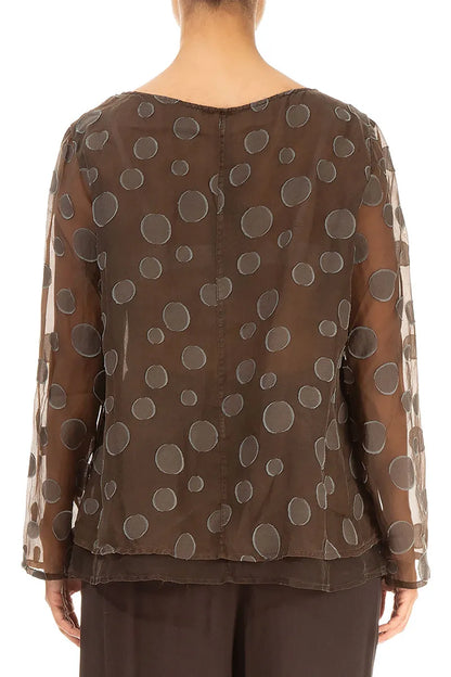 Layered Aged Copper Bubbles Silk Blouse 2