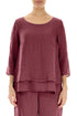 Layered Antique Ruby Gauze Linen Blouse 1