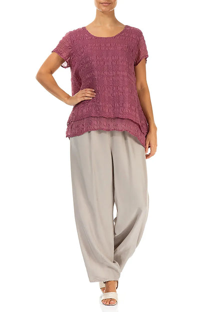 Layered Antique Ruby Light Silk Blouse 4