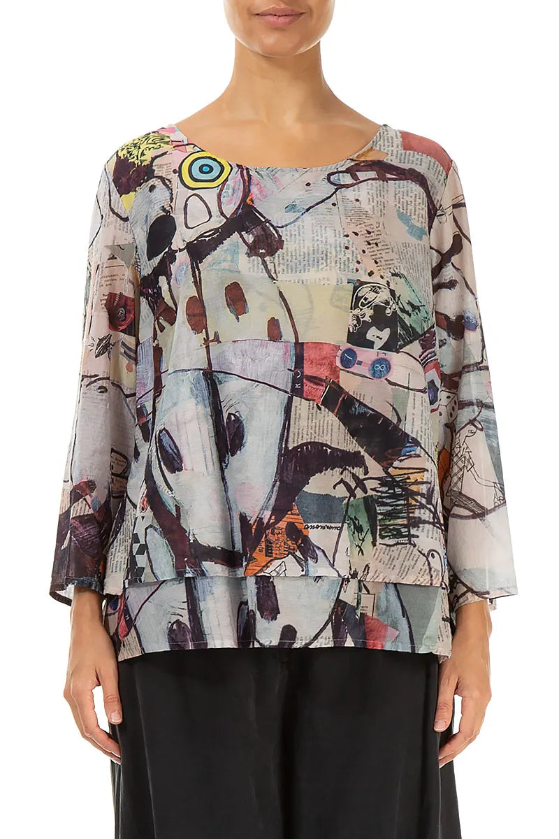 Layered Artful Elements Silk Cotton Blouse 1