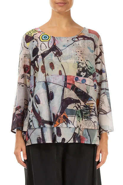 Layered Artful Elements Silk Cotton Blouse 1