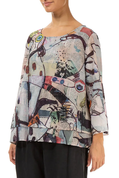 Layered Artful Elements Silk Cotton Blouse 3