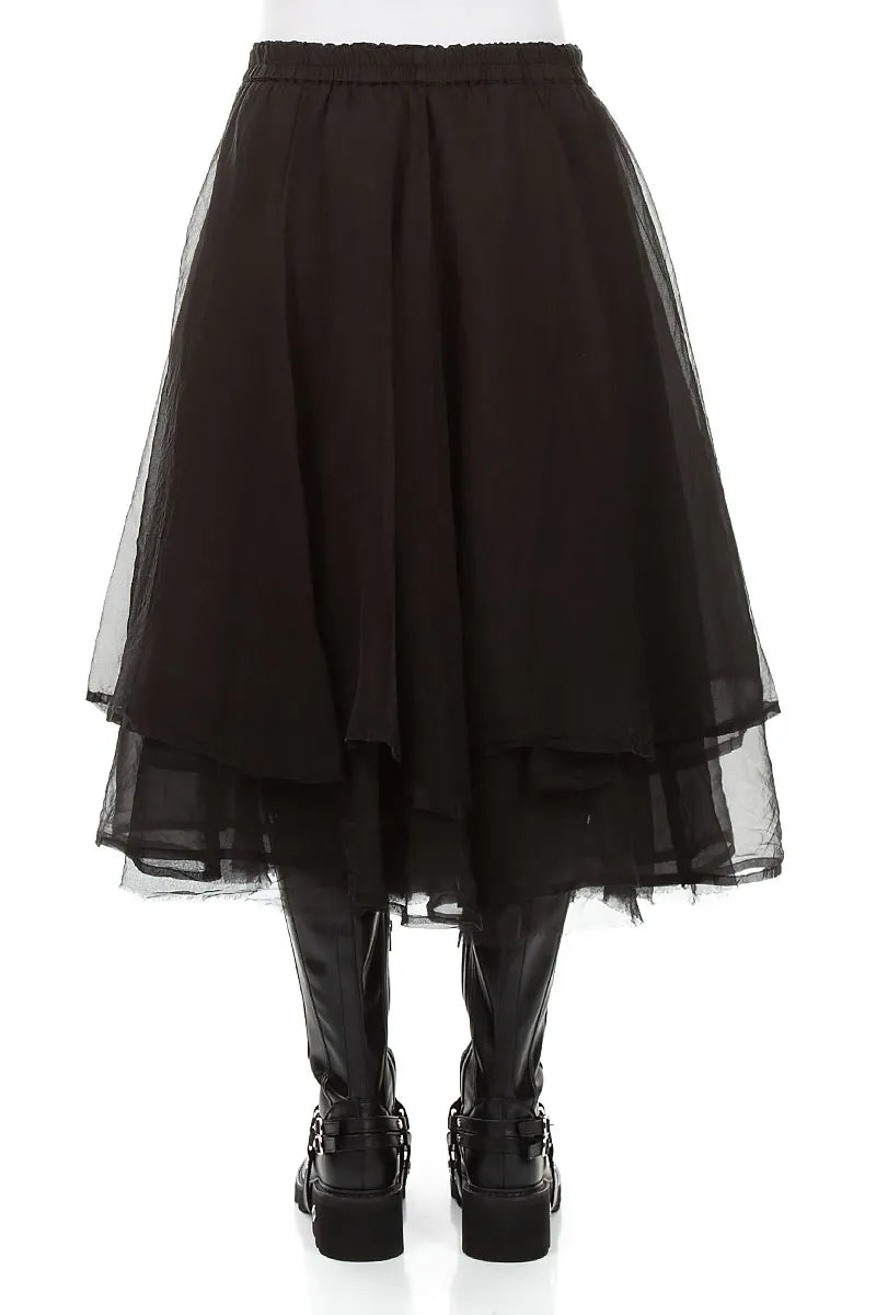 Layered Black Silk Chiffon Skirt 2