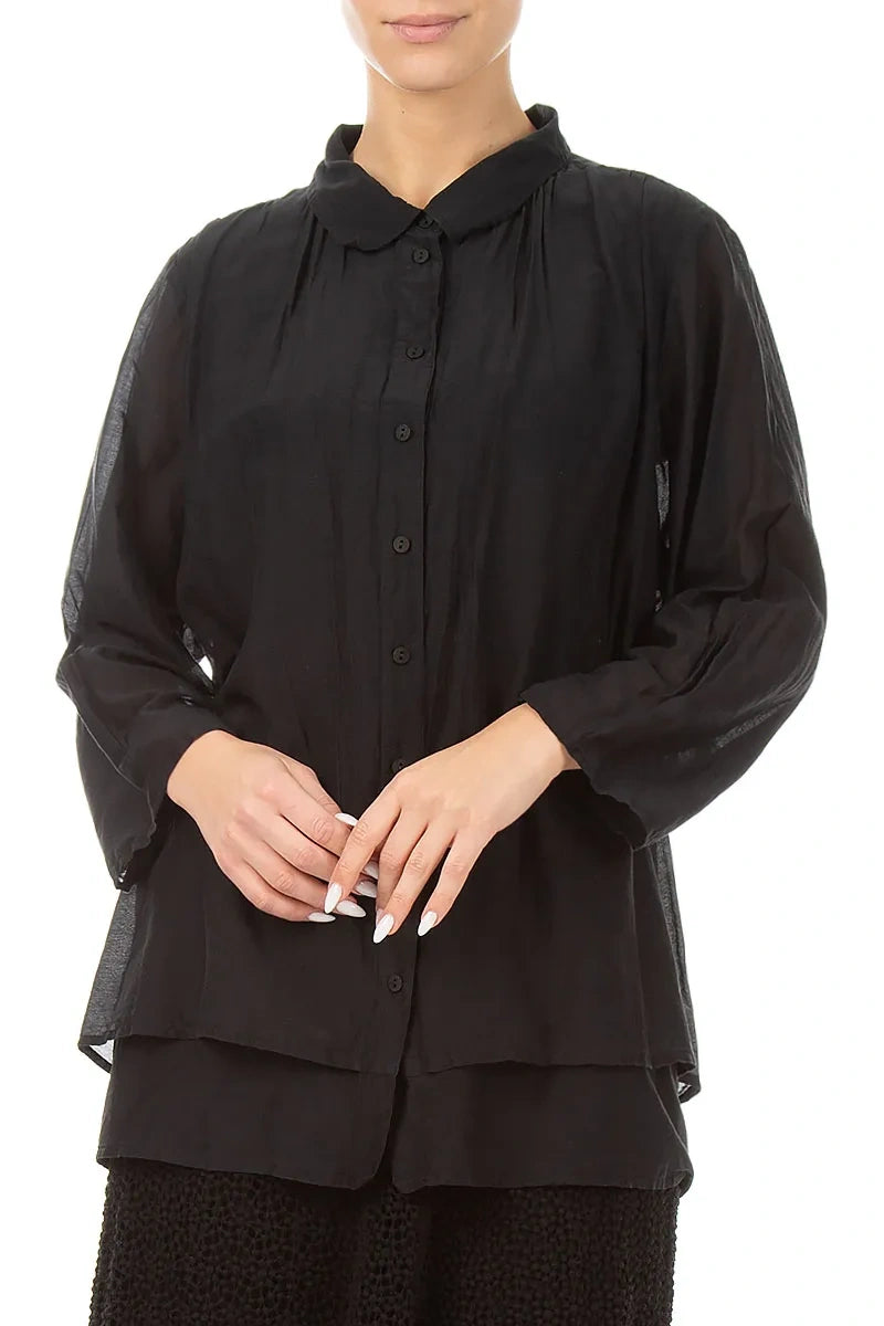 Layered Black Silk Cotton Shirt 3