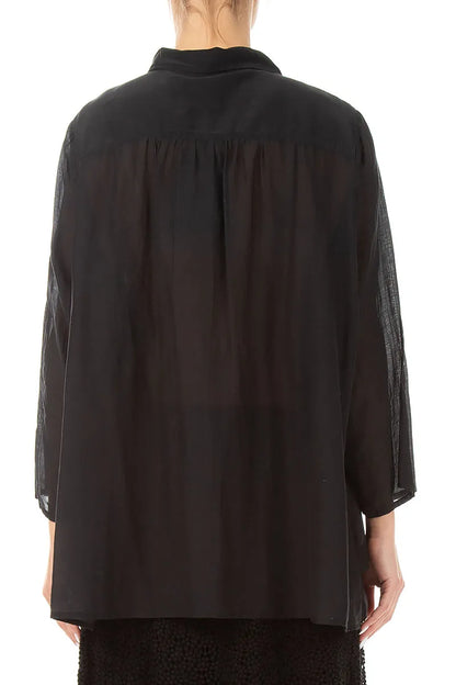 Layered Black Silk Cotton Shirt 2