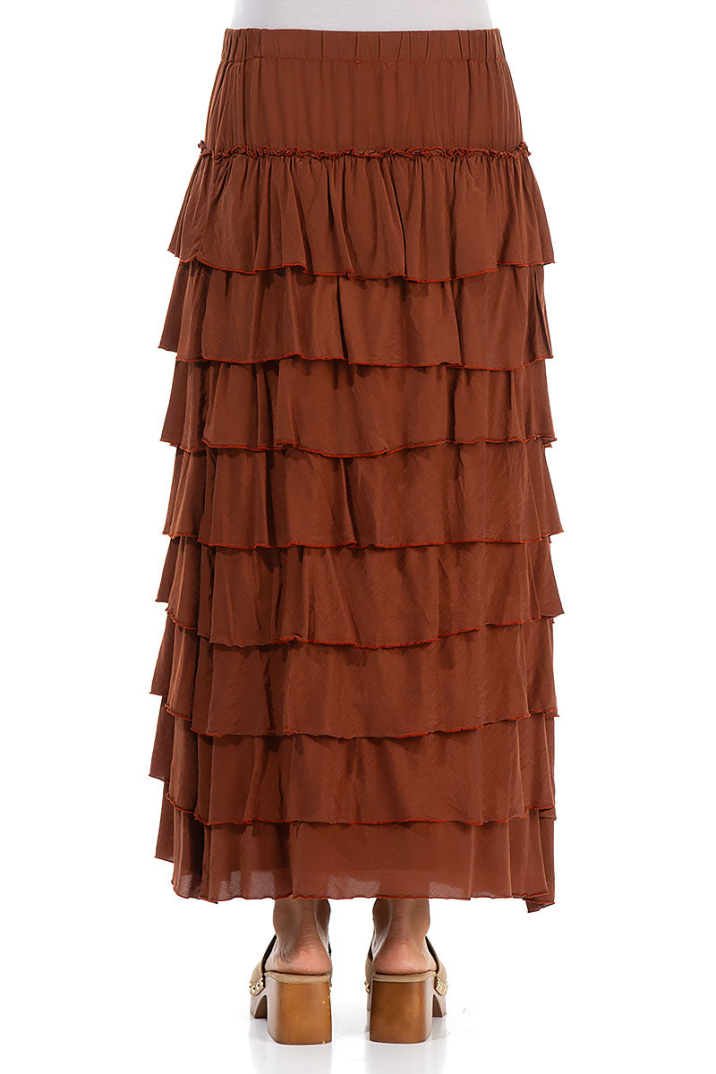 Layered Brick Silk Bamboo Skirt