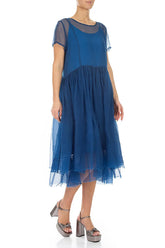 Layered Cobalt Blue Silk Chiffon Dress 3