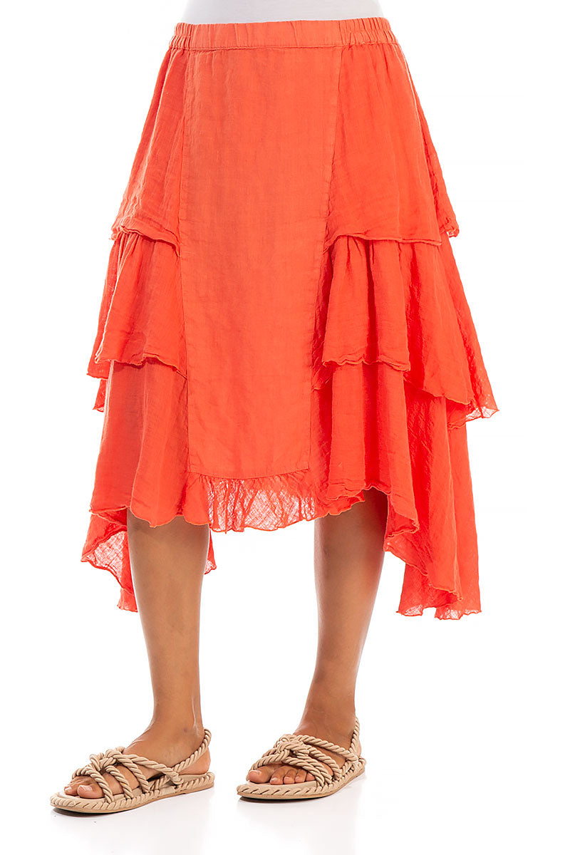 Layered Coral Linen Skirt 3