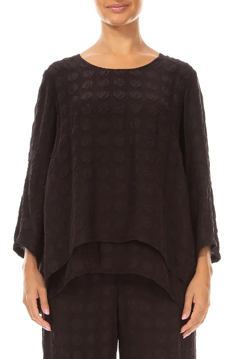 Layered Deep Plum Bubble Silk Blouse 1
