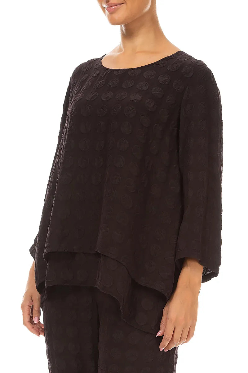 Layered Deep Plum Bubble Silk Blouse 3