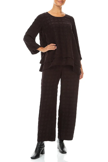 Layered Deep Plum Bubble Silk Blouse