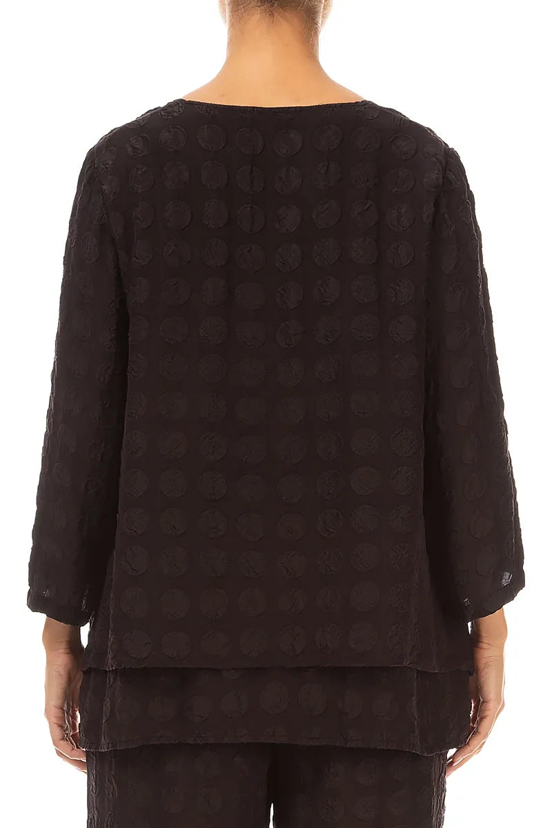Layered Deep Plum Bubble Silk Blouse 2