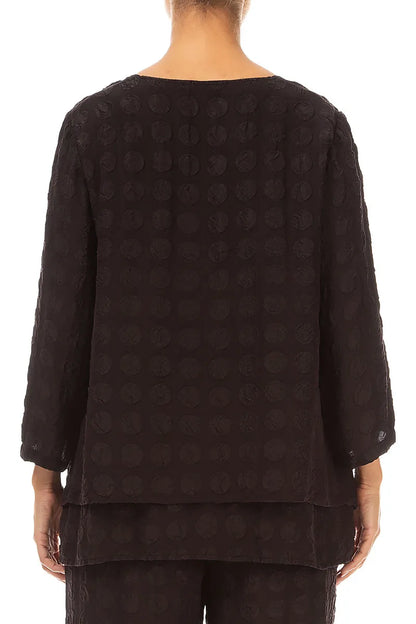 Layered Deep Plum Bubble Silk Blouse