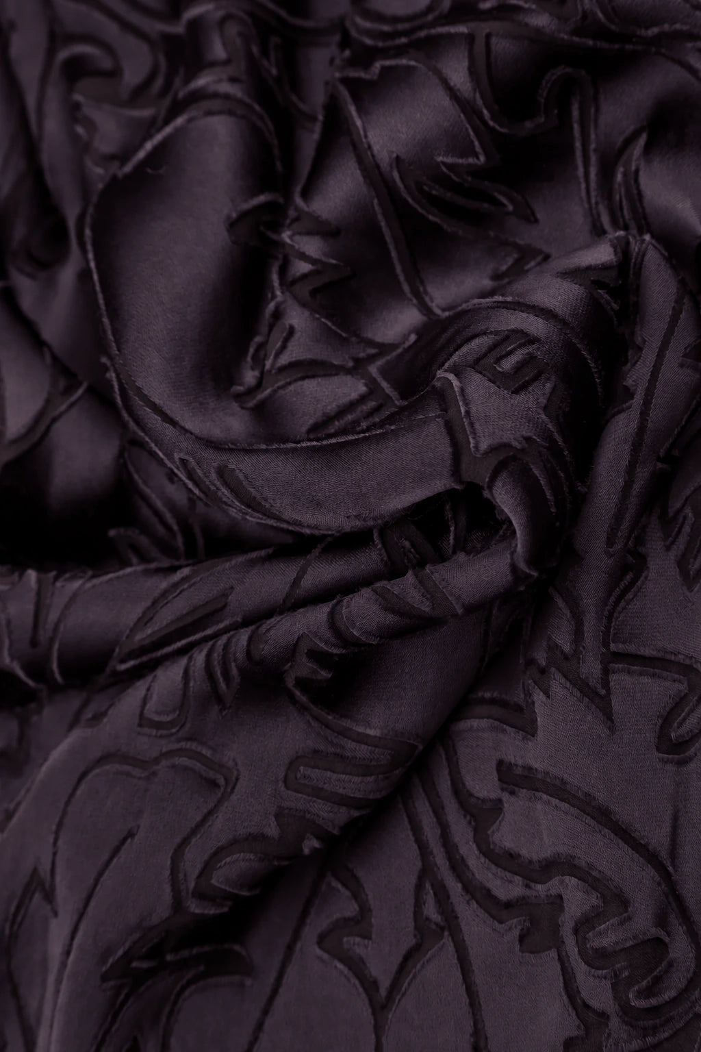 Layered Deep Plum Devoré Feather Silk Blouse