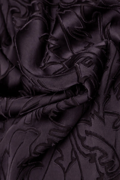 Layered Deep Plum Devoré Feather Silk Blouse