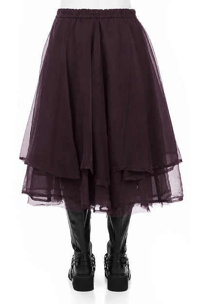 Layered Deep Plum Silk Chiffon Skirt 2