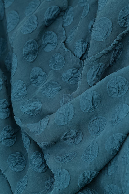 Layered Deep Turquoise Bubble Silk Blouse 5