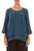 Layered Deep Turquoise Bubble Silk Blouse 1