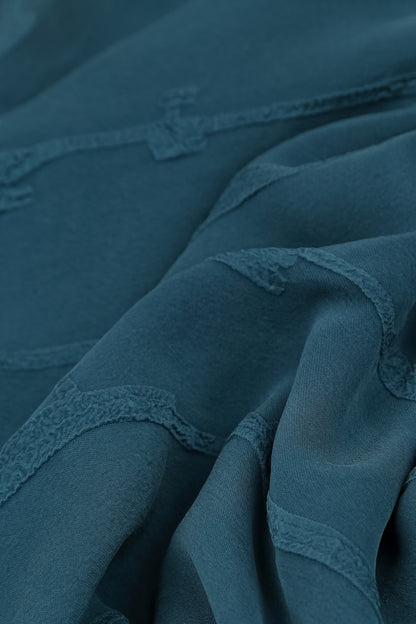 Layered Deep Turquoise Raised Textured Silk Blouse
