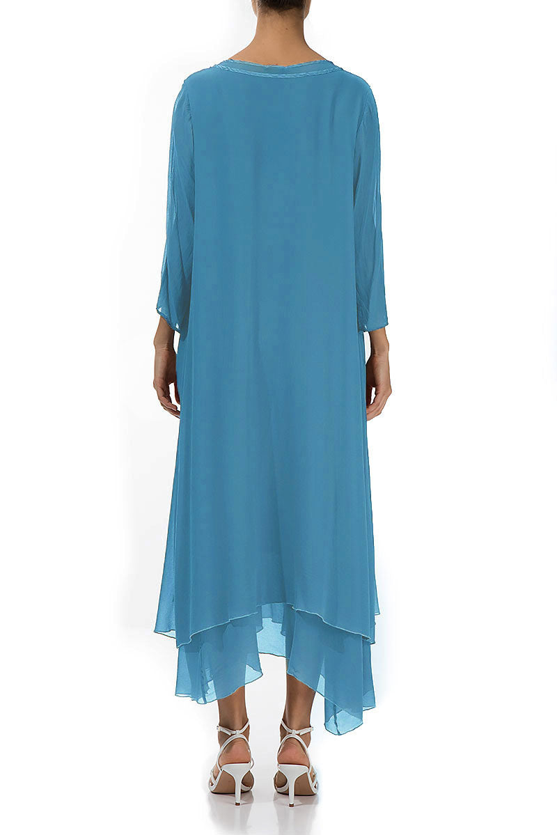 Layered Denim Silk Dress
