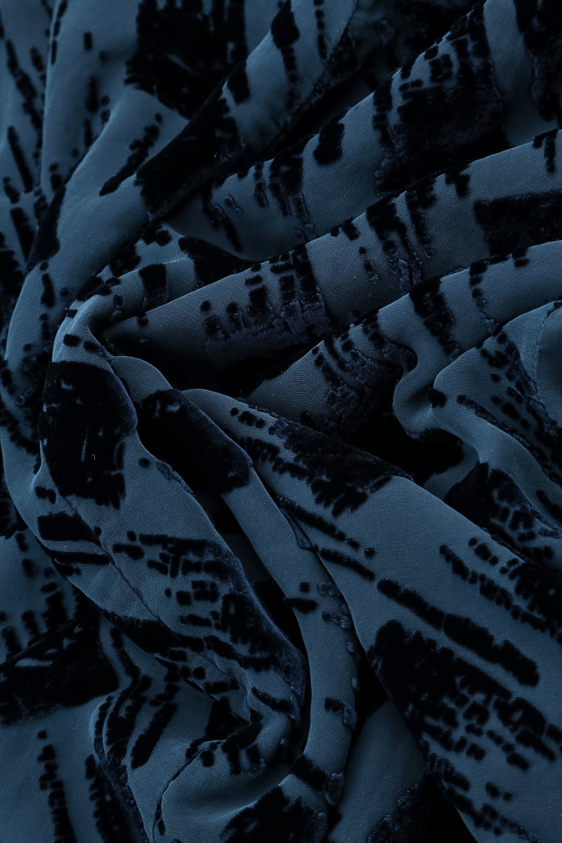 Layered Devoré Brush Royal Blue Silk Velvet Blouse